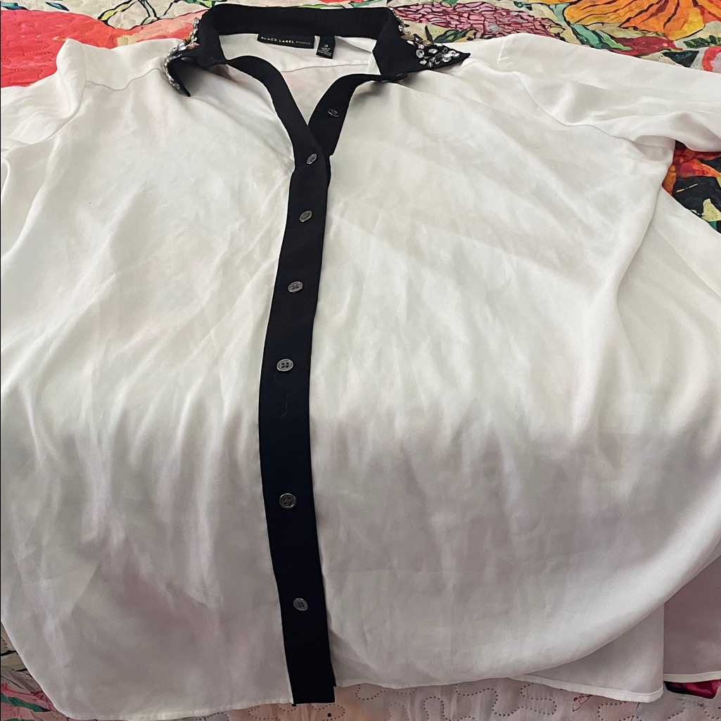 ( Chico’s) Black Label White Shirt With Black Trim